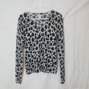 Rachel Zoe Cashmere Leopard Print Long Sleeve Sweater
